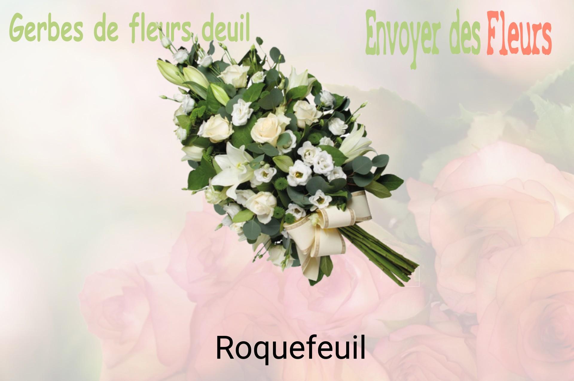 Gerbe de fleurs de deuil livrée à Roquefeuil